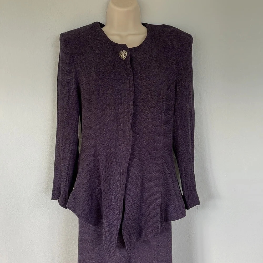 Vintage Design Todays purple matching cardigan jacket skirt set size medium